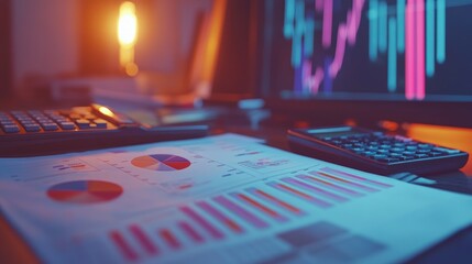 Poster - Data Analysis and Financial Reports in Office Setting