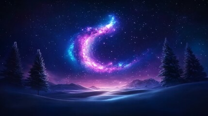 Wall Mural - enchanting cosmic landscape under a starry night sky