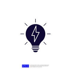 Poster - This image features a simple graphic of a light bulb with a lightning bolt inside, symbolizing ideas, energy, or innovation.