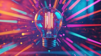 Poster - Colorful Light Bulb with Dynamic Background Effects