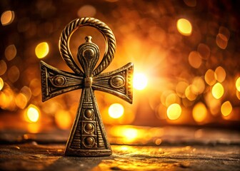 Ankh Cross captured in macro photography symbolizes ancient Egyptian traditions, intertwining alchemy, mysticism, tarot, meditation, and the profound notions of immortality and eternal existence.