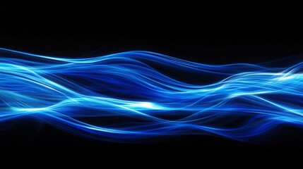 Poster - A blue wave with a black background