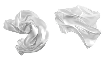 Poster - Elegant White Abstract Silk Fabrics Floating in the Air Generative AI