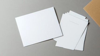 Poster - Blank white postcard flyer set against a gray backdrop