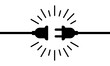 © Virdauso - Electric socket with plug icon silhouette. Connection and disconnection concept. Concept of 404 error connection. Electric plug and outlet socket unplugged. Vector illustration