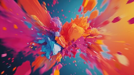 Poster - Vibrant Explosion of Colorful Abstract Shapes