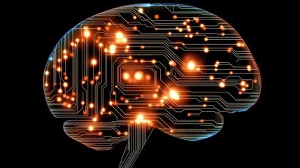 Poster - Futuristic Brain with Circuit Board Design