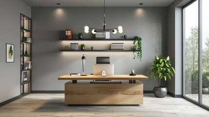 Poster - A clutter-free office environment with minimalist decor and ergonomic furnishings