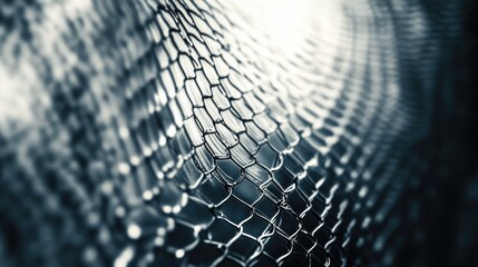 Poster - Close up of a metallic silver mesh illuminated by white light Monochrome composition