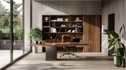 Poster - A clutter-free workspace with minimalist aesthetics and ergonomic furnishings