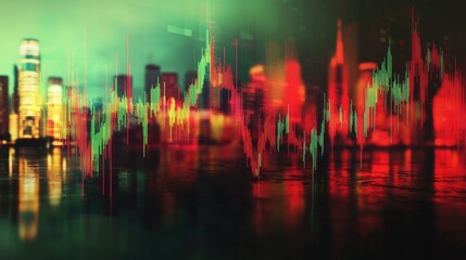 Poster - Dynamic Financial Market with City Skyline Background