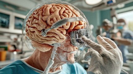 Leinwandbilder - Exploring the intersection of neuroscience and technology a futuristic approach to brain-machine interfaces