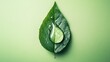 © DigitalDruid - Icon representing CO2 reduction on a green leaf with a water droplet symbolizing decreased carbon footprint and promoting a circular green economy to combat climate change