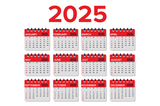 Calender template new year 2025 event