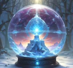 Poster - Illustration fo blue frozen magic ball.