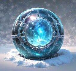 Poster - Illustration fo blue frozen magic ball.