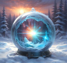 Poster - Illustration fo blue frozen magic ball.