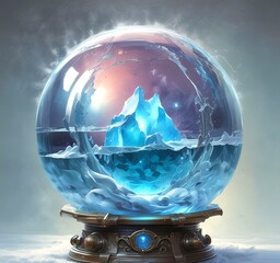 Poster - Illustration fo blue frozen magic ball.