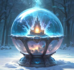 Poster - Illustration fo blue frozen magic ball.
