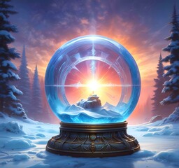 Poster - Illustration fo blue frozen magic ball.