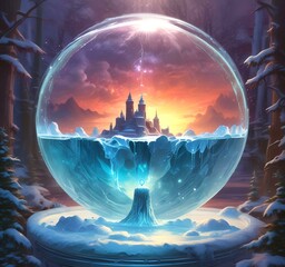 Poster - Illustration fo blue frozen magic ball.