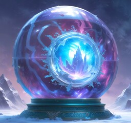 Poster - Illustration fo blue frozen magic ball.