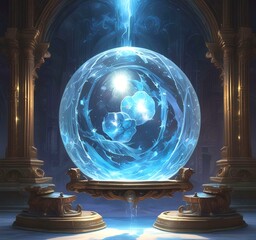 Poster - Illustration fo blue frozen magic ball.