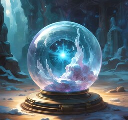 Poster - Illustration fo blue frozen magic ball.