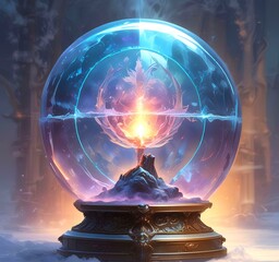 Poster - Illustration fo blue frozen magic ball.