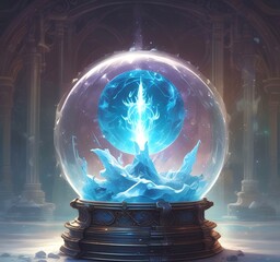 Poster - Illustration fo blue frozen magic ball.