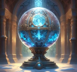 Poster - Illustration fo blue frozen magic ball.