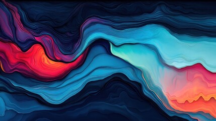 Aufkleber - Vibrant waves of color an abstract exploration of fluid movement and emotional depth in digital art