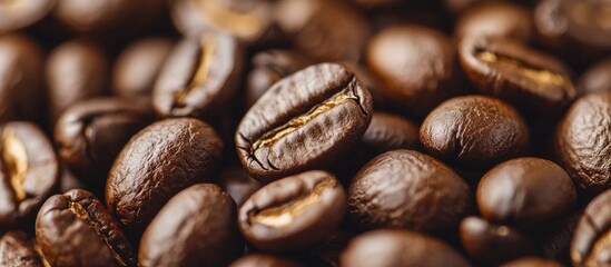 Poster - Closeup Of Fresh Natural Coffee Beans Selective Focus And Cropfragment