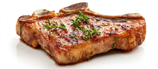 Poster - Pork Chop Meat Isolated On White Background