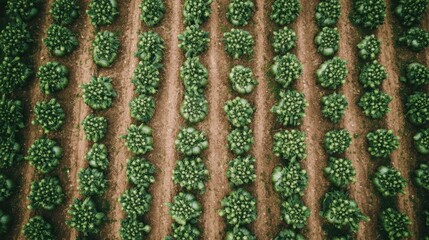 Poster - Aerial view of onion crops in a vegetable garden Fresh onions flourishing in a cultivated field