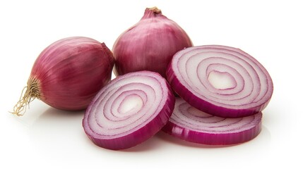 Poster - Sliced red onion on a white background