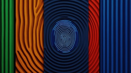 Leinwandbilder - Intricate patterns of waves and lines featuring a central blue ripple design symbolizing unity and connection