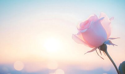 Wall Mural - bokeh background with pink rose-generative ai