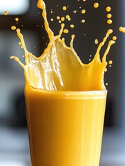 Aufkleber - Vibrant splash of fresh orange juice captured in mid-air a refreshing moment in beverage photography