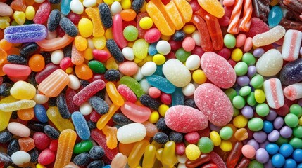 Poster - Colorful candy assortment featuring a variety of sweets like jelly beans licorice and gumdrops vividly displayed
