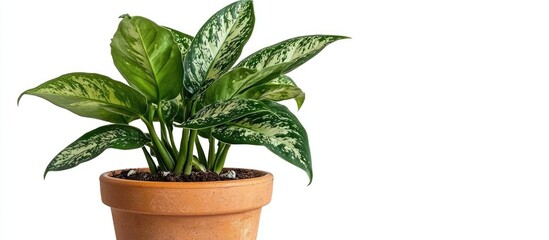Poster - Beautiful Aglaonema Plant In Flowerpot Isolated On White Background