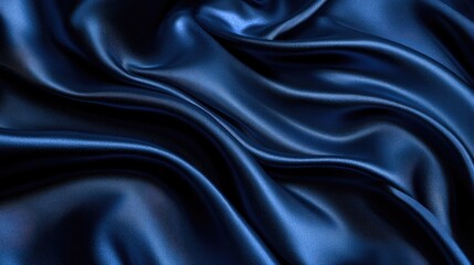 Poster - This image features flowing deep blue satin silk fabric perfect for use as a background or in high fashion themes