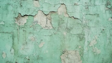 Poster - Celadon green concrete wall featuring a textured surface with scuffs and cracks