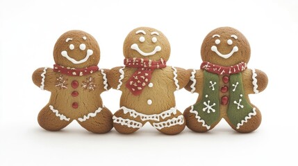 Poster - Gingerbread decorated for the holiday season on a white background