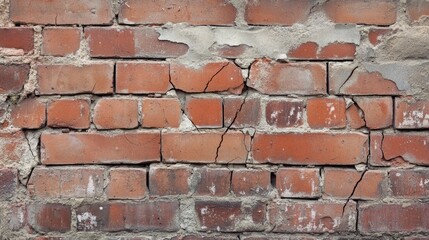Aufkleber - Aging Brick Wall Featuring Significant Cracks and Deterioration