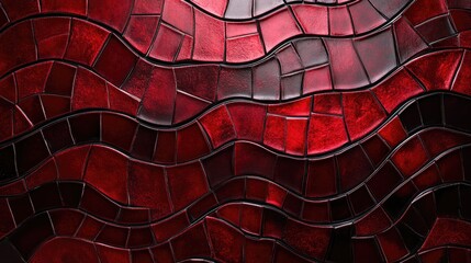 Aufkleber - Abstract dark red mosaic tile wall texture featuring fluid wave like patterns