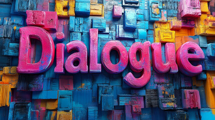 Poster - Colorful 3D Dialogue Concept Illustration with Textured Abstract Background