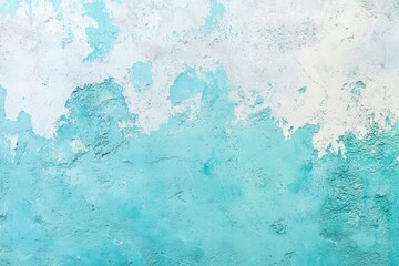 Poster - Soft blue and white concrete pattern perfect for warm season backgrounds. Retro-style cement and sand surface. Bright cyan artistic wall design, producing a beautiful mint green atmosphere