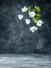 Aufkleber - Delicate blossoms a serene display of white flowers against a dark background