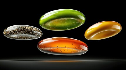 Poster - Floating gel capsules a vivid display of color and texture in modern design